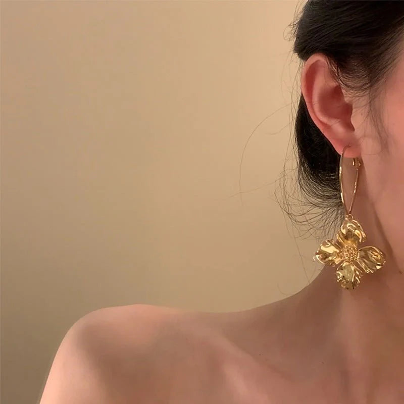 Flower Earrings Women's Exaggerated Long