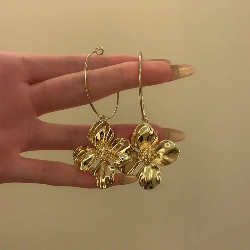 Flower Earrings Women's Exaggerated Long