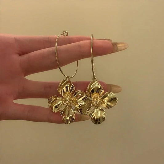 Flower Earrings Women's Exaggerated Long