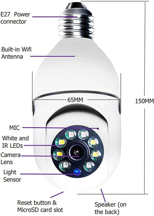 Bulb Style - Security Camera with LED Lights